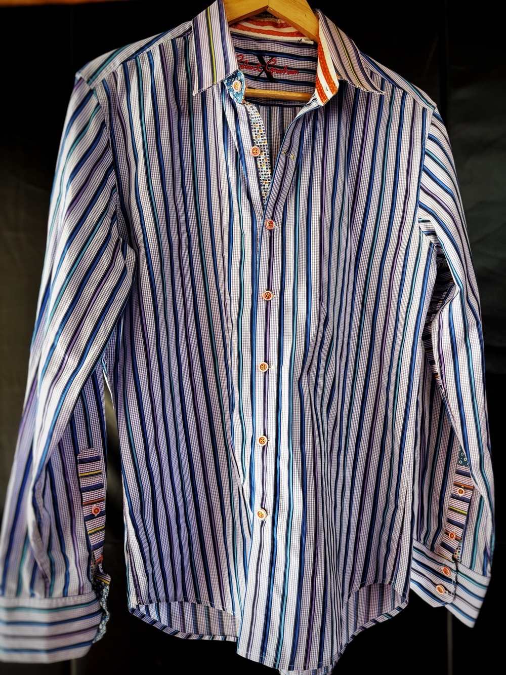 Robert Graham | Classic Tailored Fit Striped Shirt w Flip Cuffs - Men's L